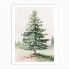 Balsam Tree Atmospheric Watercolour Painting 3 Art Print