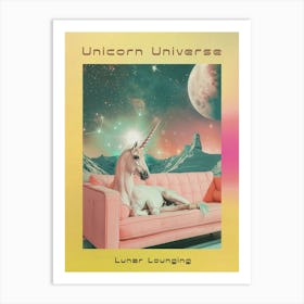 Unicorn In Space Lounging On A Sofa Poster Art Print