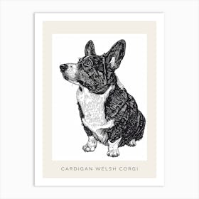 Cardigan Welsh Corgi Line Sketch 3 Poster Art Print