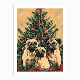 Christmas Pugs 13 Art Print