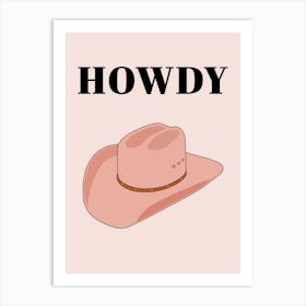 Howdy - Cowboy Hat Peach Art Print