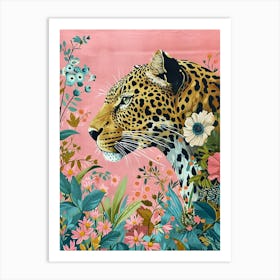 Floral Animal Painting Leopard 3 Art Print