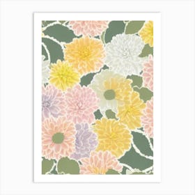 Chrysanthemums Pastel Floral 5 Flower Art Print