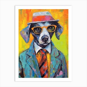 Dog S Purrfect Portrait; Stylish Oil Strokes Art Print