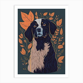 Floral Dog Portrait Boho Minimalism (41) Art Print