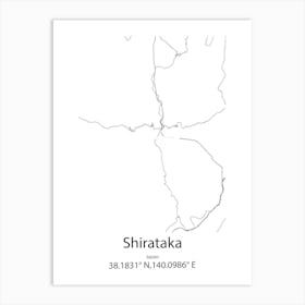 Shirataka,Japan Minimalist Map Art Print