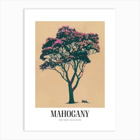 Mahogany Tree Colourful Illustration 1 Poster Art Print