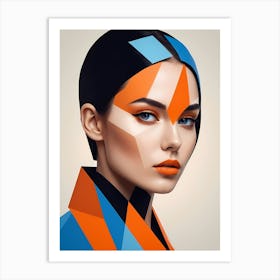 Geometric Fashion Woman Portrait Pop Art Orange (24) Art Print
