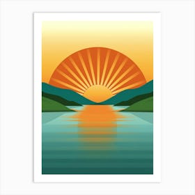 Sunset Over Lake Art Print