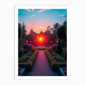 Sunset In The Garden Art Print