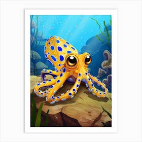 Blue Ringed Octopus Illustration 2 Art Print