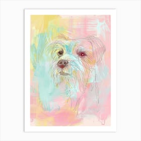 Pastel Minimal Line Terrier Dog Pink Gouache Paint Art Print
