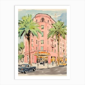 The Beverly Wilshire Beverly Hills   Beverly Hills, California   Resort Storybook Illustration 2 Art Print