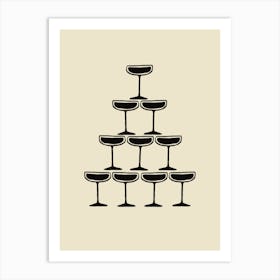 Beige Champagne Prosecco Fountain Art Print