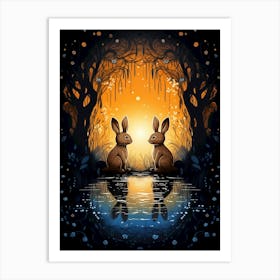 Rabbits In The Forest 2 Art Print