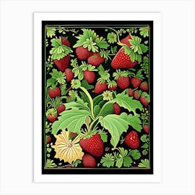 Strawberry Farm, Plant, Vintage Botanical 1 Art Print