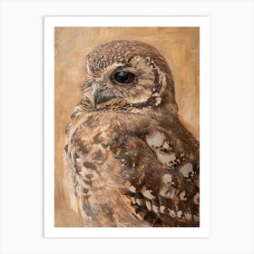 Collared Scops Owl Painting 2 Art Print