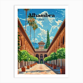 Alhambra Spain 9 Travel Poster 3 4 Resize Art Print