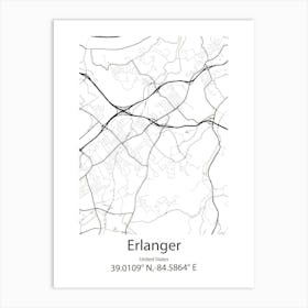 Erlanger,United States Minimalist Map Art Print