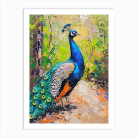 Brushstroke Peacock On The Gravel Path 2 Art Print