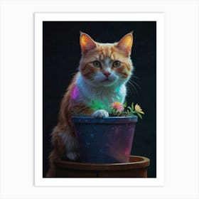 Cat In A Pot Art Print