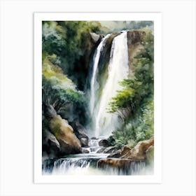 Mclean Falls, New Zealand Water Colour  (2) Art Print