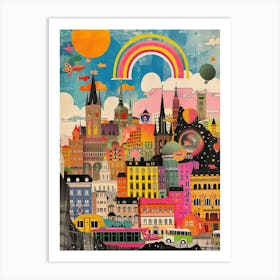 Stockholm   Retro Collage Style 1 Art Print