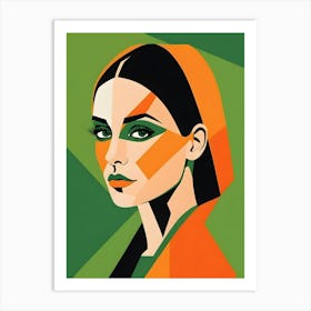 Geometric Woman Portrait Pop Art (40) Art Print