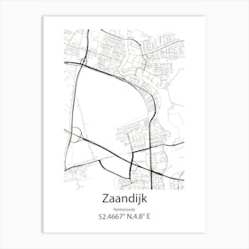 Zaandijk,Netherlands Minimalist Map Art Print