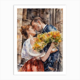 The Kissing Couple A Art Print