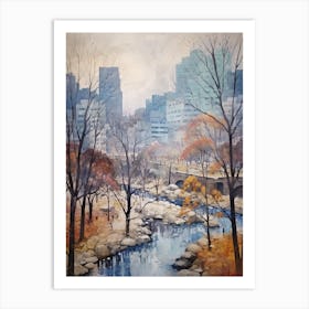 Winter City Park Painting Cheonggyecheon Park Seoul 4 Art Print