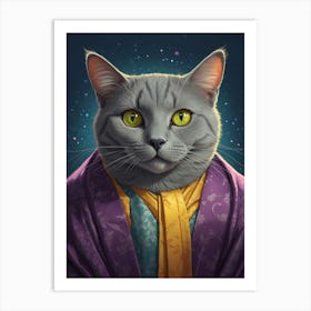 Cat In Kimono Art Print