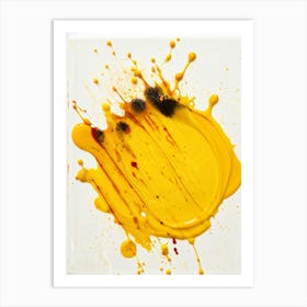 Closeup Of A Single Yellow Oil Paint Stain Mimicking A Splatter Overlapping A Transparent Acrylic (3) Art Print