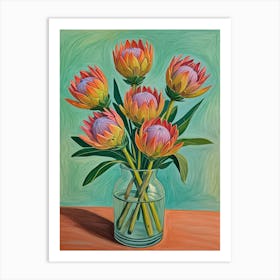 Proteas In A Vase 1 Art Print