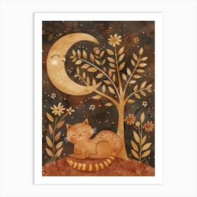 Cat Sleeping In The Moonlight Art Print