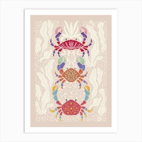 Colorful Crabs' Seaweed Parade [red] 1 Art Print