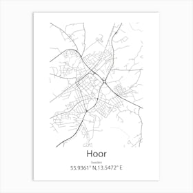 Hoor,Sweden Minimalist Map Art Print