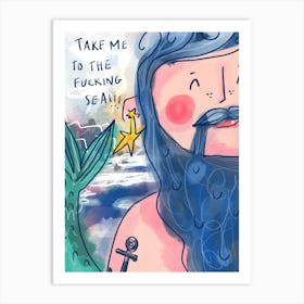 Sea Lovers Merman  Art Print