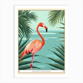 Greater Flamingo Renaissance Island Aruba Tropical Illustration 2 Poster Art Print
