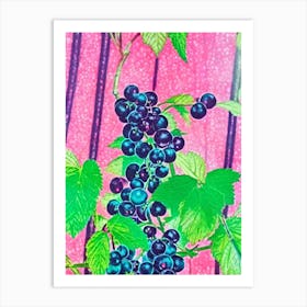 Black Currant 1 Risograph Retro Poster Fruit Art Print