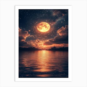 Full Moon Over Water 10 Art Print