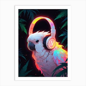 Parrot With Headphones Art Print