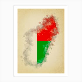 Madagascar Flag Vintage Art Print