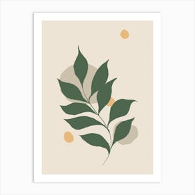 Leaf On A Beige Background Art Print