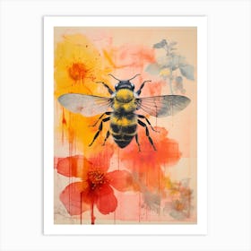 Floral Bees Screen Print Inspired 1 Art Print