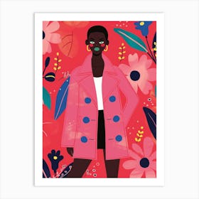 African Girl In Pink Coat Art Print