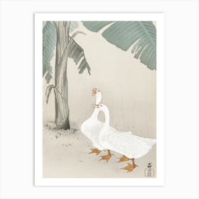 Two Geese At Banana Tree (1900 1945), Ohara Koson Art Print
