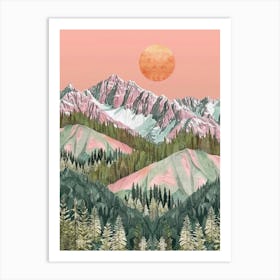 Pink Mountains Canvas Print Art Print