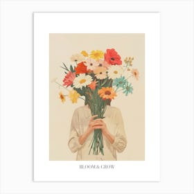 Bloom And Grow Spring Girl With Wild Flowers 2 Art Print
