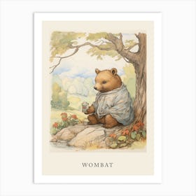 Beatrix Potter Inspired  Animal Watercolour Wombat 4 Art Print